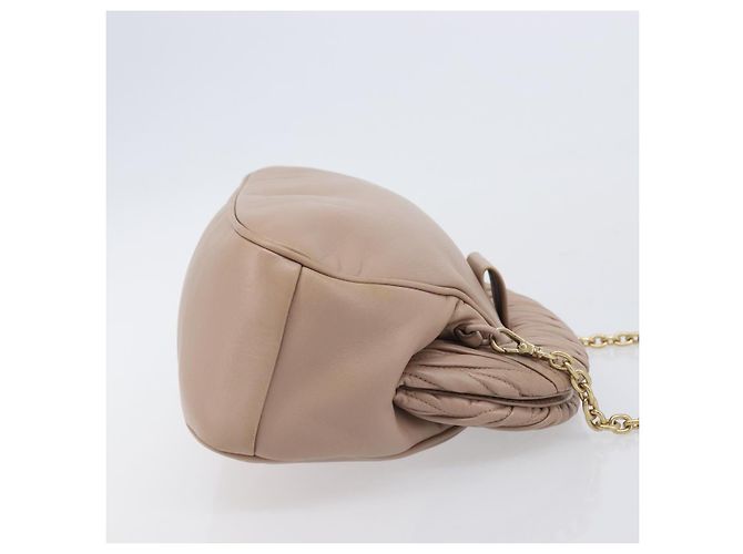 Miu Miu Matelassé Schultertasche mit Kette aus Leder Pink Gold Auth 206324M Golden - Ansicht 3
