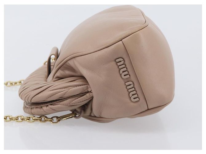 Miu Miu Matelassé Schultertasche mit Kette aus Leder Pink Gold Auth 206324M Golden - Ansicht 4
