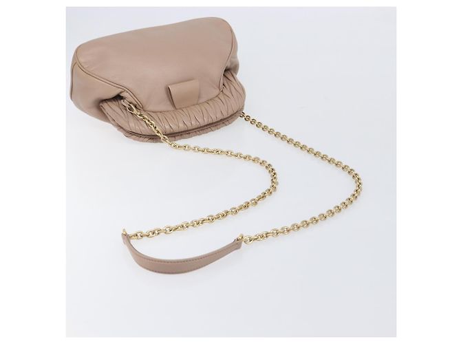 Miu Miu Matelassé Schultertasche mit Kette aus Leder Pink Gold Auth 206324M Golden - Ansicht 7
