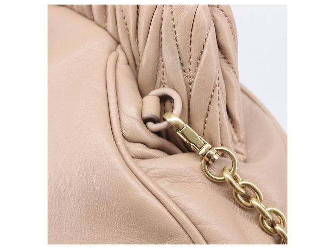 Miu Miu Matelassé Schultertasche mit Kette aus Leder Pink Gold Auth 206324M Golden - Ansicht 9