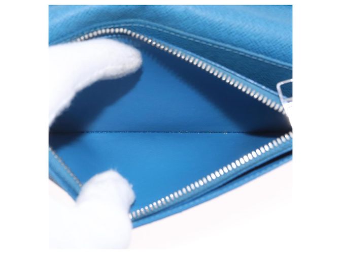 LOUIS VUITTON Taiga Brazza Portefeuille Long Wallet Blue M32815 LV Auth 206439A Azul - vista 10