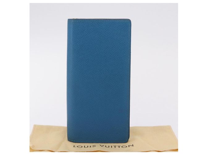 LOUIS VUITTON Taiga Brazza Portefeuille Long Wallet Blue M32815 LV Auth 206439A Azul - vista 12