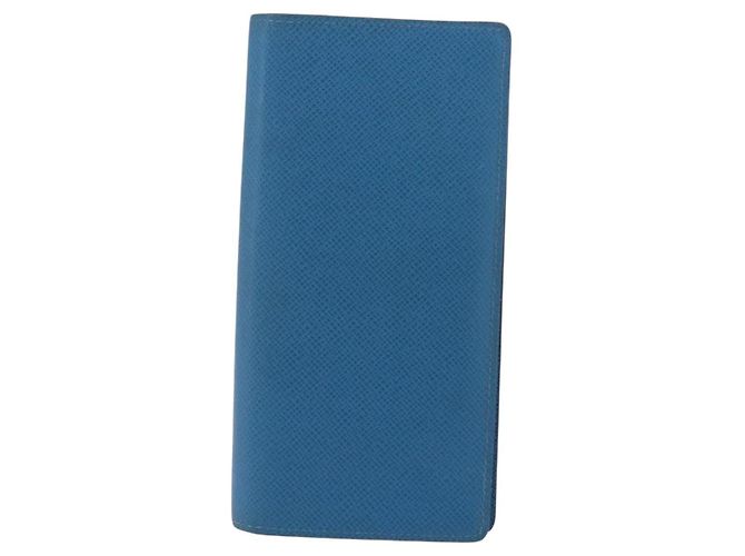 LOUIS VUITTON Taiga Brazza Portefeuille Long Wallet Blue M32815 LV Auth 206439A Azul - vista 13