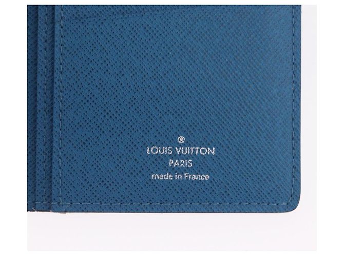 LOUIS VUITTON Taiga Brazza Portefeuille Long Wallet Blue M32815 LV Auth 206439A Azul - vista 17
