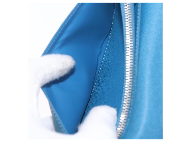 LOUIS VUITTON Taiga Brazza Portefeuille Long Wallet Blue M32815 LV Auth 206439A Azul - vista 18
