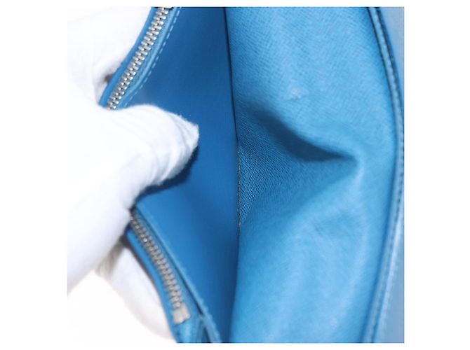 LOUIS VUITTON Taiga Brazza Portefeuille Long Wallet Blue M32815 LV Auth 206439A Azul - vista 19