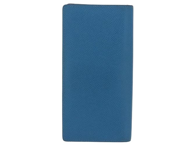 LOUIS VUITTON Taiga Brazza Portefeuille Long Wallet Blue M32815 LV Auth 206439A Azul - vista 2