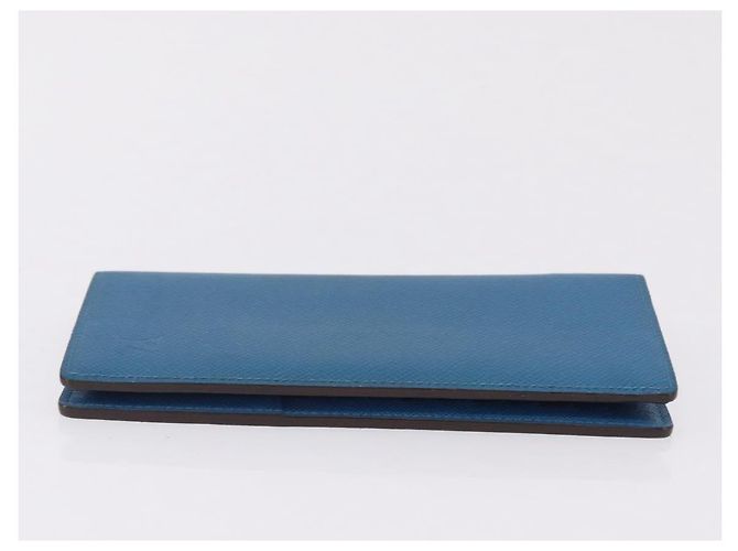 LOUIS VUITTON Taiga Brazza Portefeuille Long Wallet Blue M32815 LV Auth 206439A Azul - vista 3