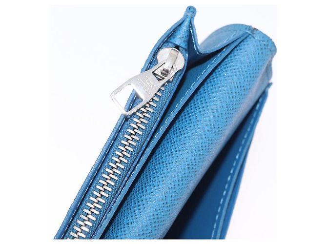 LOUIS VUITTON Taiga Brazza Portefeuille Long Wallet Blue M32815 LV Auth 206439A Azul - vista 9