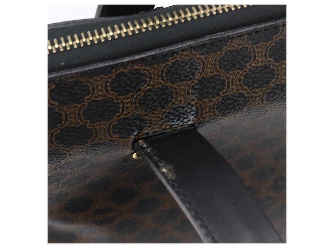 Céline Bolso de mano CELINE Macadam PVC Negro Tono Dorado Auth 207706 - vista 10