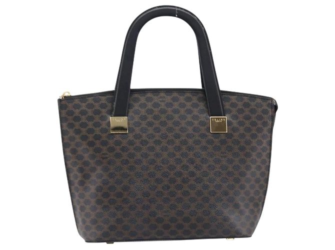 Céline Bolso de mano CELINE Macadam PVC Negro Tono Dorado Auth 207706 - vista 13