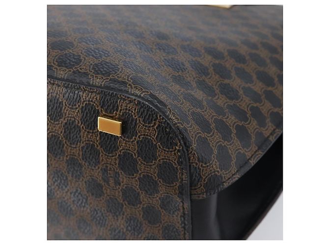 Céline Bolso de mano CELINE Macadam PVC Negro Tono Dorado Auth 207706 - vista 15
