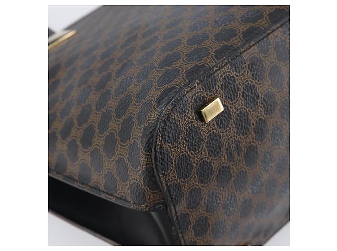 Céline Bolso de mano CELINE Macadam PVC Negro Tono Dorado Auth 207706 - vista 16