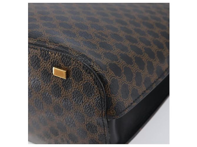Céline Bolso de mano CELINE Macadam PVC Negro Tono Dorado Auth 207706 - vista 17