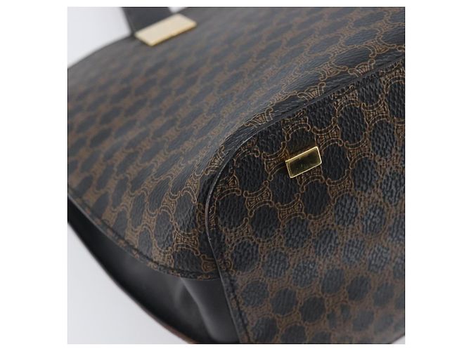 Céline Bolso de mano CELINE Macadam PVC Negro Tono Dorado Auth 207706 - vista 18