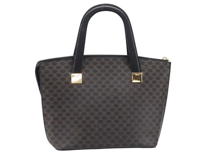 Céline Bolso de mano CELINE Macadam PVC Negro Tono Dorado Auth 207706 - vista 2