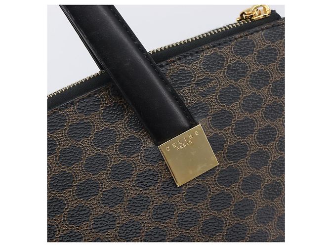 Céline Bolso de mano CELINE Macadam PVC Negro Tono Dorado Auth 207706 - vista 20