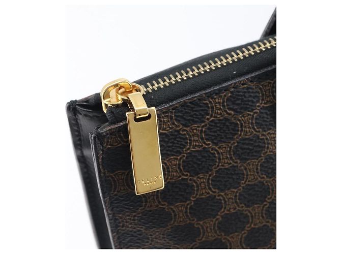 Céline Bolso de mano CELINE Macadam PVC Negro Tono Dorado Auth 207706 - vista 22