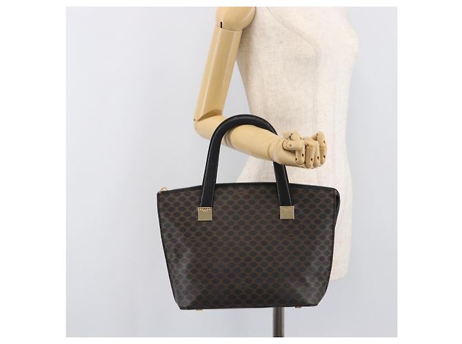Céline Bolso de mano CELINE Macadam PVC Negro Tono Dorado Auth 207706 - vista 29