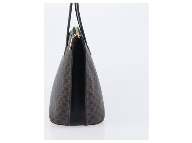 Céline Bolso de mano CELINE Macadam PVC Negro Tono Dorado Auth 207706 - vista 3