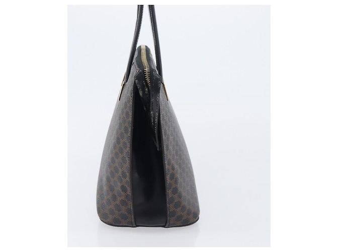 Céline Bolso de mano CELINE Macadam PVC Negro Tono Dorado Auth 207706 - vista 4
