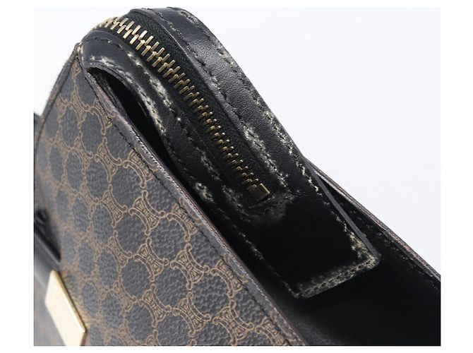 Céline Bolso de mano CELINE Macadam PVC Negro Tono Dorado Auth 207706 - vista 9