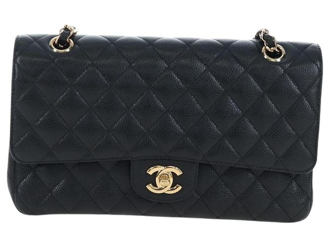 Borsa a tracolla CHANEL Chain Matelasse 25 Pelle Caviar Nero Oro CC Auth BA16026SV D'oro - vista 13