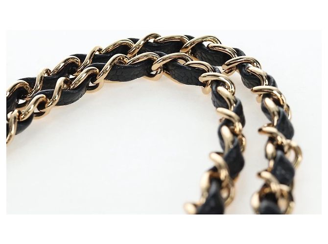 Borsa a tracolla CHANEL Chain Matelasse 25 Pelle Caviar Nero Oro CC Auth BA16026SV D'oro - vista 14