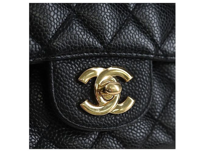 Borsa a tracolla CHANEL Chain Matelasse 25 Pelle Caviar Nero Oro CC Auth BA16026SV D'oro - vista 19