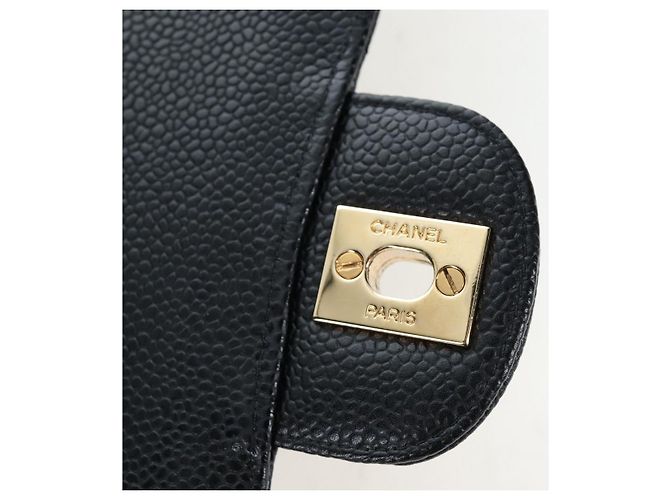 Borsa a tracolla CHANEL Chain Matelasse 25 Pelle Caviar Nero Oro CC Auth BA16026SV D'oro - vista 21