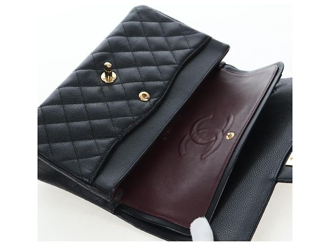 Borsa a tracolla CHANEL Chain Matelasse 25 Pelle Caviar Nero Oro CC Auth BA16026SV D'oro - vista 24