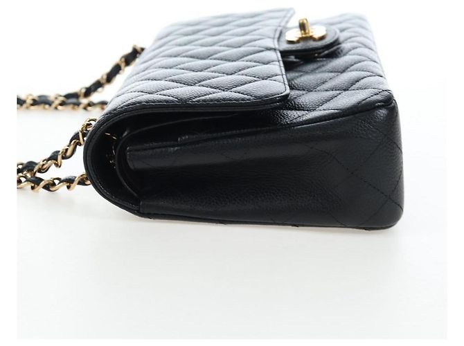 Borsa a tracolla CHANEL Chain Matelasse 25 Pelle Caviar Nero Oro CC Auth BA16026SV D'oro - vista 3