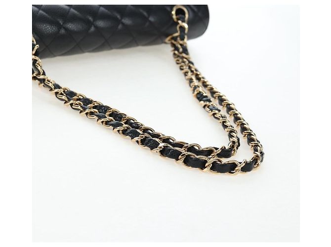 Borsa a tracolla CHANEL Chain Matelasse 25 Pelle Caviar Nero Oro CC Auth BA16026SV D'oro - vista 7