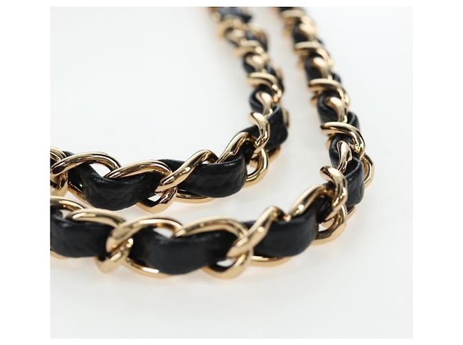 Borsa a tracolla CHANEL Chain Matelasse 25 Pelle Caviar Nero Oro CC Auth BA16026SV D'oro - vista 8