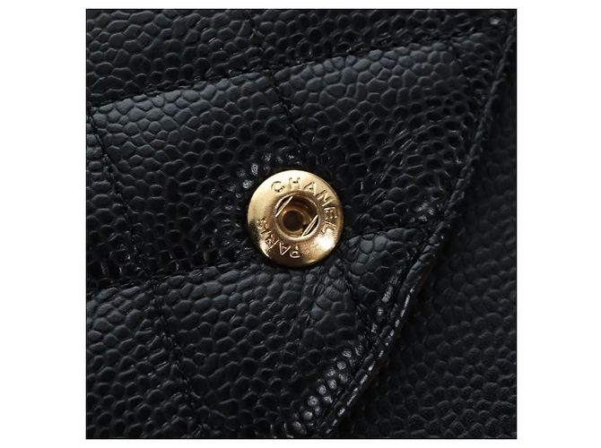Borsa a tracolla CHANEL Chain Matelasse 25 Pelle Caviar Nero Oro CC Auth BA16026SV D'oro - vista 9