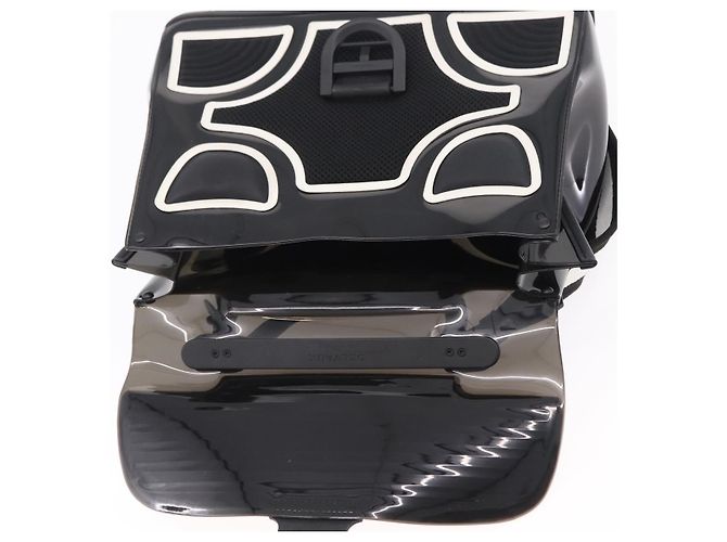 Borsa a mano DELVAUX Brillon MM Champion Vinyl 2way Nero Bianco Auth BA16209V - vista 10
