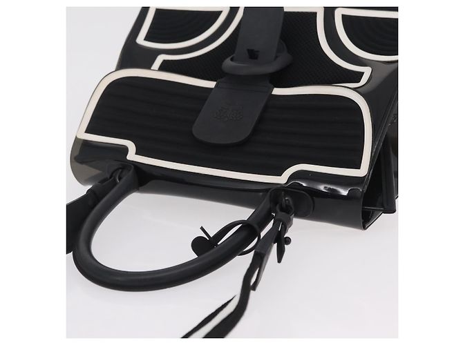 Borsa a mano DELVAUX Brillon MM Champion Vinyl 2way Nero Bianco Auth BA16209V - vista 6