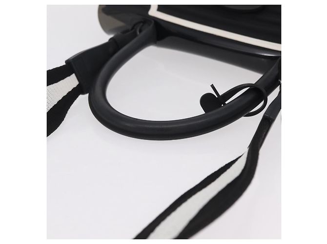 Borsa a mano DELVAUX Brillon MM Champion Vinyl 2way Nero Bianco Auth BA16209V - vista 7