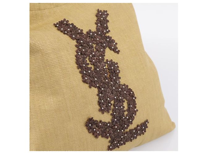 Autre Marque Borsa Tote Saint Laurent Kahala Canvas Beige Silver 154058 Auth 207684 Argento - vista 18