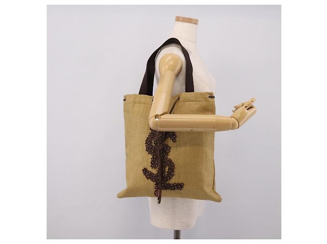 Autre Marque Borsa Tote Saint Laurent Kahala Canvas Beige Silver 154058 Auth 207684 Argento - vista 24
