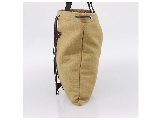 Autre Marque Borsa Tote Saint Laurent Kahala Canvas Beige Silver 154058 Auth 207684 Argento - vista 4