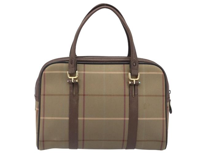 Borsa a mano Burberrys Nova Check Canvas Beige Gold Auth 205340 D'oro - vista 2