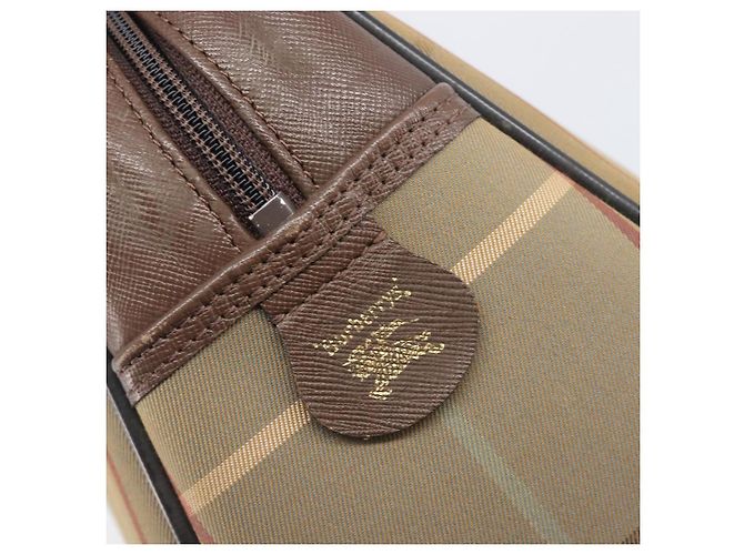 Borsa a mano Burberrys Nova Check Canvas Beige Gold Auth 205340 D'oro - vista 21