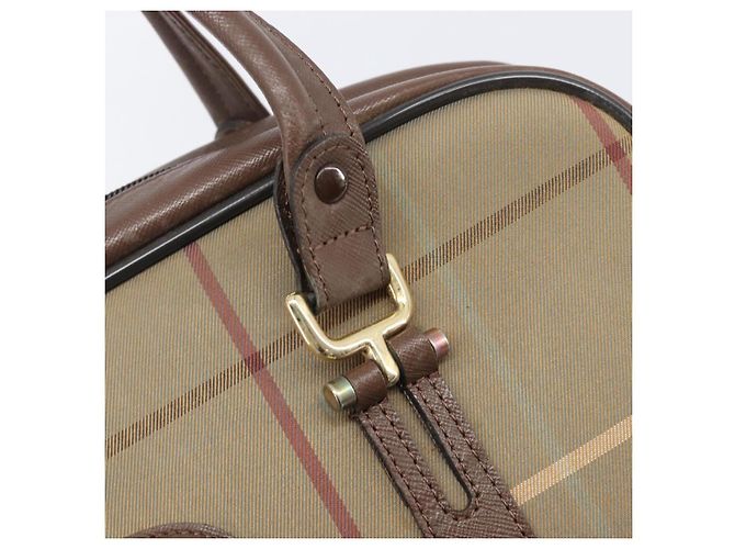 Borsa a mano Burberrys Nova Check Canvas Beige Gold Auth 205340 D'oro - vista 22
