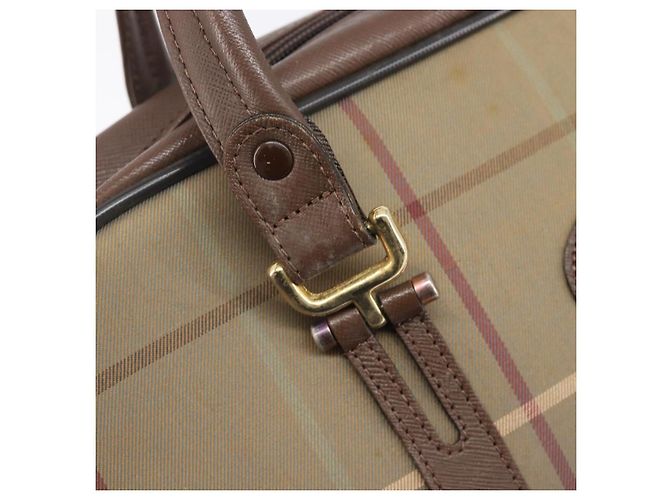 Borsa a mano Burberrys Nova Check Canvas Beige Gold Auth 205340 D'oro - vista 23