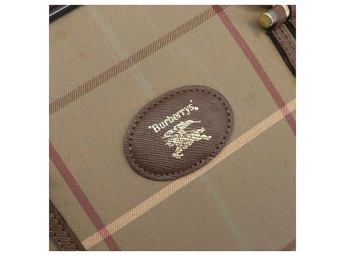 Borsa a mano Burberrys Nova Check Canvas Beige Gold Auth 205340 D'oro - vista 24