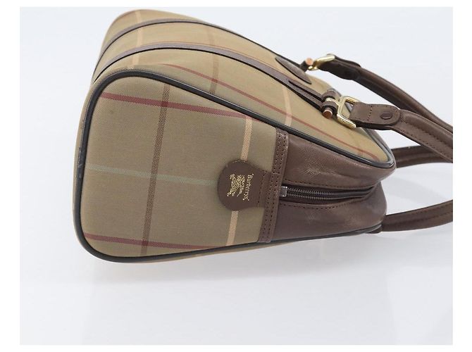 Borsa a mano Burberrys Nova Check Canvas Beige Gold Auth 205340 D'oro - vista 5