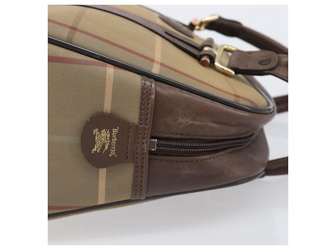 Borsa a mano Burberrys Nova Check Canvas Beige Gold Auth 205340 D'oro - vista 6