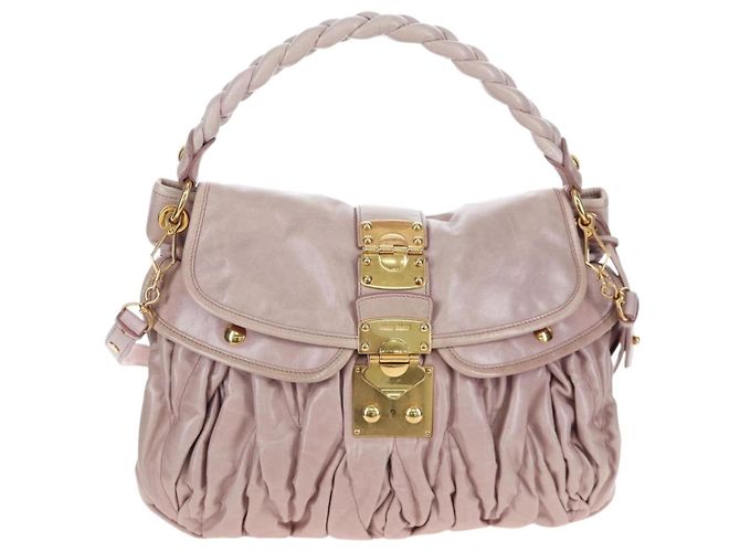 Borsa a mano Miu Miu Matelassé in pelle 2way Beige Oro Auth 205358V D'oro - vista 13