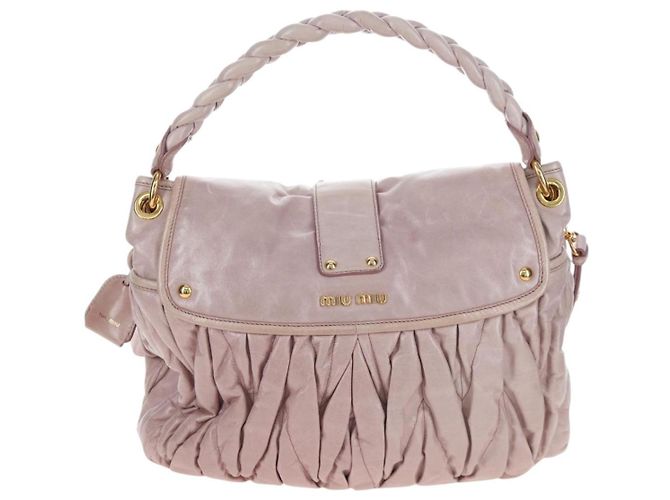 Borsa a mano Miu Miu Matelassé in pelle 2way Beige Oro Auth 205358V D'oro - vista 2